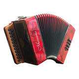 Acordeon 8 Baixos 8/21 Vermelha Revestida Celuloide Minuano