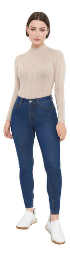 Jeans Mujer Azul O Básico Skinny 5 Bolsillos Corona