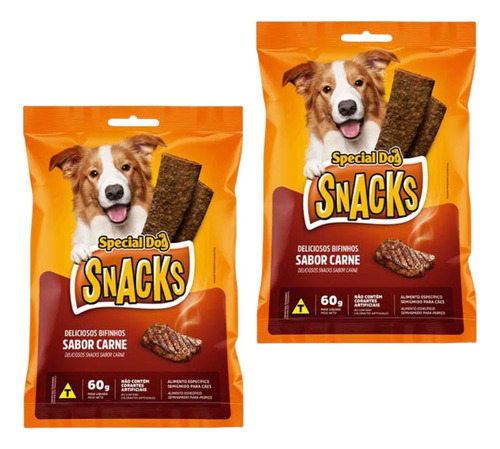 Bifinhos Special Dog Snacks Sabor Carne Kit C/ 02 Un  60g 