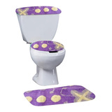 Set De Baño 3 Piezas Con Fundas Y Tapete Microfibra