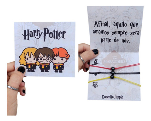 Kit 3 Pulseiras Amizade Magnéticas Trio Harry Potter