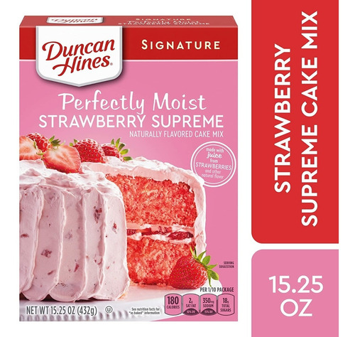 Duncan Hines Harina Pastel Perfectly Moist Strawberry Fresa