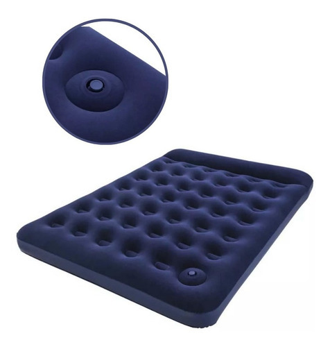 Colchón Inflable Queen Size Con Bomba Pie Integrada Bestway Color Azul