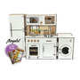 Cocina De Madera Con Heladera Y Lavarropas Infantil Cocinita Con Bacha Acero Inoxidable Imback Cb+h+l Blanco