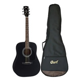 Guitarra Acustica Cort Ad-810 Bks Negro  Con Funda Cort 