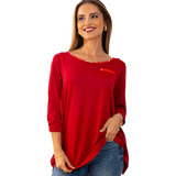 Blusa Polera De Lanilla Manga 3/4 Dama