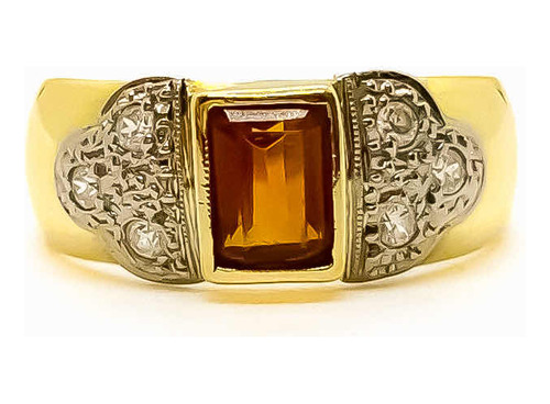 Anillo Topacio Oro 18k Cristales T18