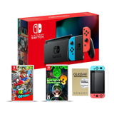 Nintendo Switch Neon  Mario + Luigi`s + Vidrio Macrotec