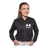 Hoodies Corto Negro De Mujer, Marshmello