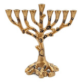 Pequeño Árbol De La Vida Hanukkah Menorah, Latón