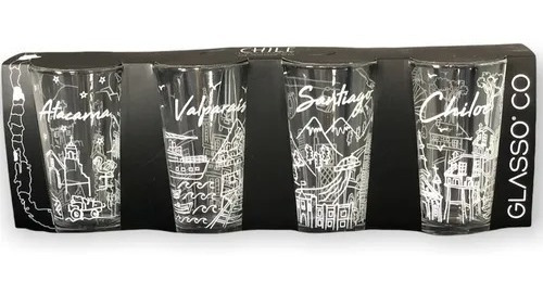 Set De 4 Vasos Glasso Co - Lugares Chile Collection - 475ml