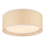 Lmpara Techo 5-luz Drum Doble Pantalla Rattan, Saln, Comedor