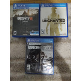 Pack De 3 Juegos De Playstation4 (re7, Uncharted Tndc Y Rs) 