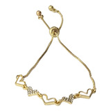 Pulsera Ajustable Elegante Moderna Nacar Circon Baño Oro 18k