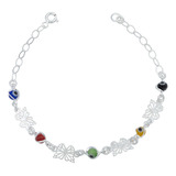 Pulsera Ajustable Mariposa Ojo Turco Primavera Plata 925