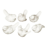 Sullivans Set De 6 Mini Figuras De Pájaro De Cerámica Blanca