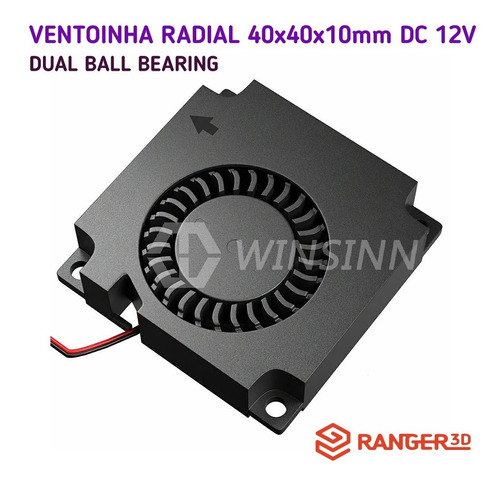 Cooler Ventoinha Fan Radial 40mm Dual Ball 12v Impressora 3d