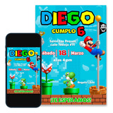 Invitación Digital Mario Bros + Regalo Pdf De Impresión