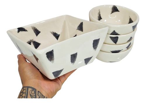 Set Ensaladera Cuadrada Con 4 Bowls