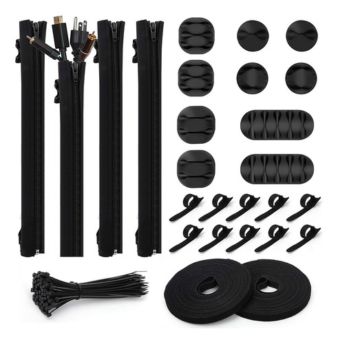 Kit Organizador De Gestión De Cables, 126 Piezas, 4 Fundas P