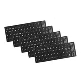 5 X Etiquetas Stickers Teclado Español Negro Letras Blancas.