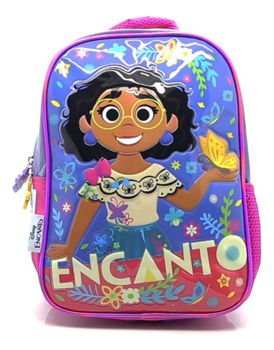 Mochila Escolar Encanto Disney Mariposa Color Violeta Diseño De La Tela Liso