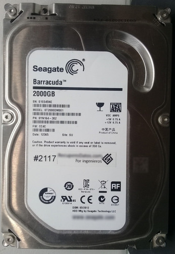 Seagate St2000dm001-9yn164 2000gb Sata - 3119 Recuperodatos 