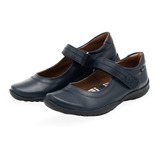 Coqueta Zapato Escolar Piel Niña Color Marino Velcro 22-26