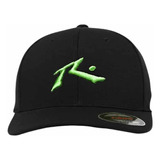 Rusty Chronic 4 Flexfit Cap Negra Logo Verde Gorra