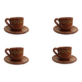 Taza Plato Juego De Barro Atole Cafe 400ml Chocolate 8pzs