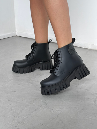 Botas Borcegos Lluvia Mujer Goma Impermeables Acordonadas 