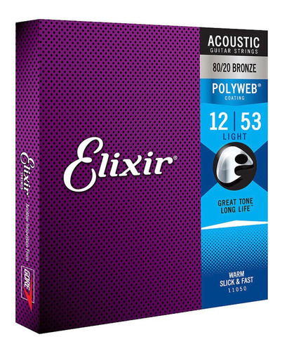 Cuerdas Elixir 11050 Polyweb Guitarra Electroacustica 12-53