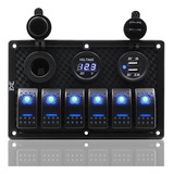 Switch Panel Rocker Con 6 Botones P/auto Marino 12-24v 2 Usb