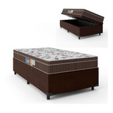 Cama Box Baú Solteiro Colchão Orthoface 88x188x66cm Marrom