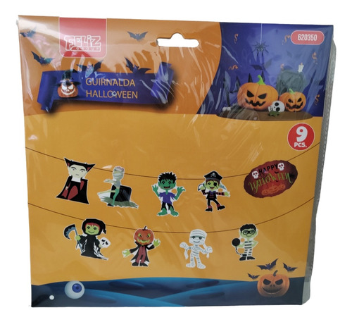 Guirnalda Feliz Halloween Colgador - Monitos 9 Pcs