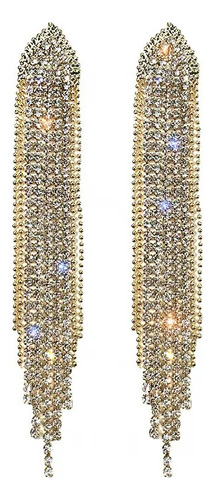 Aretes Largos De Diamantes Elegante Glamour Fiesta 