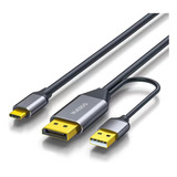 Wjesog Cable Displayport A Usb C De 6.6 Pies 4k@60hz Con Ad