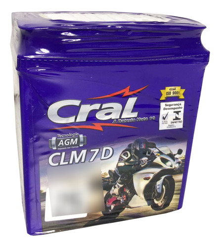 Bateria Moto Cral 7ah 12v Honda Cbx 200 Strada 1993 Ate 2003