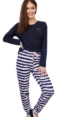 Pijama Jaia 24004 Manga Larga Irregular Pantalón Estampado 
