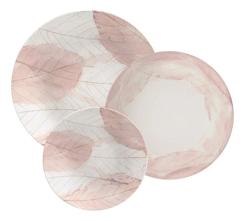 Jogo De Jantar 18 Peças Pratos Porcelana Rosé Tramontina