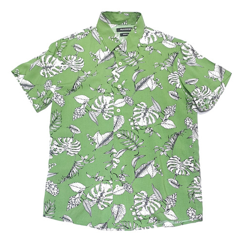 Camisa Hawaiana Tukson Fibrana Verde Hojas 