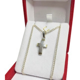 Cadena Groumet 60 Dije Cruz Plata Oro Ideal Hombre Papa