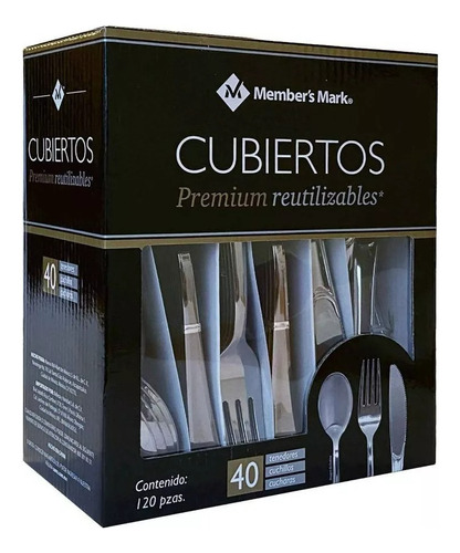 Member Marks 02 Color Plateado Caja Cubiertos Premium Desechables Pero Reutilizables 120 Pzas