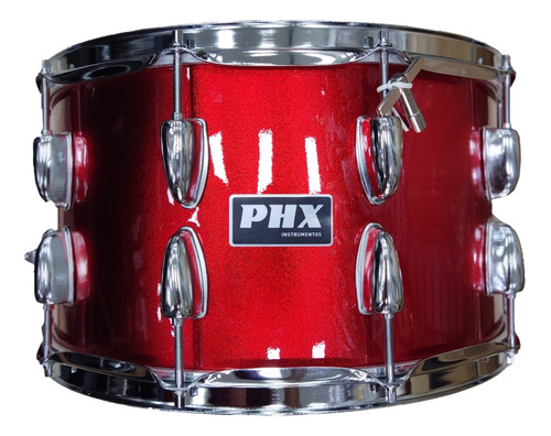 Caixa De Bateria Phx 14x8 Madeira Cromado Vermelho