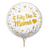 Globo Burbuja De Confetti Feliz Dia Mama Dorado