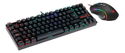 Combo Mecanico Gamer Redragon K552rgb-ba-sp Kumara Blue Color Del Mouse Negro Color Del Teclado Negro