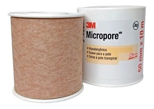 Micropore Fita De 50mmx10m - 3m Cor  Bege 01 Rolo 