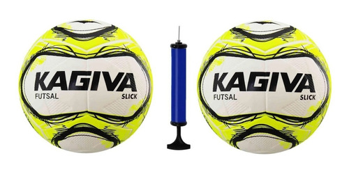 Kit 2 Bolas De Futsal Kagiva Slick + 1 Bomba De Ar