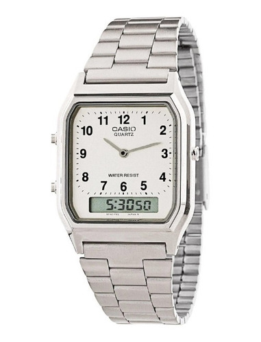 Relogio Casio Feminino Digital/analogico Prateado Aq-230a-7b