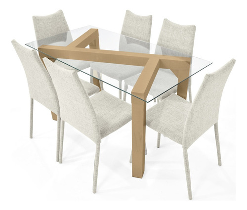 Set Comedor Beirut Con 6 Sillas Palermo Color Taupe